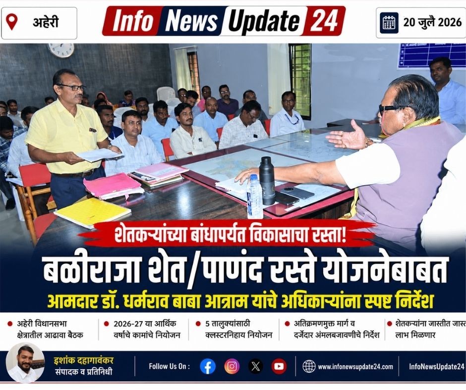 अहेरी येथे कामांना गती आमदार डॉ. धर्मराव बाबा आत्राम यांनी घेतली आढावा बैठक