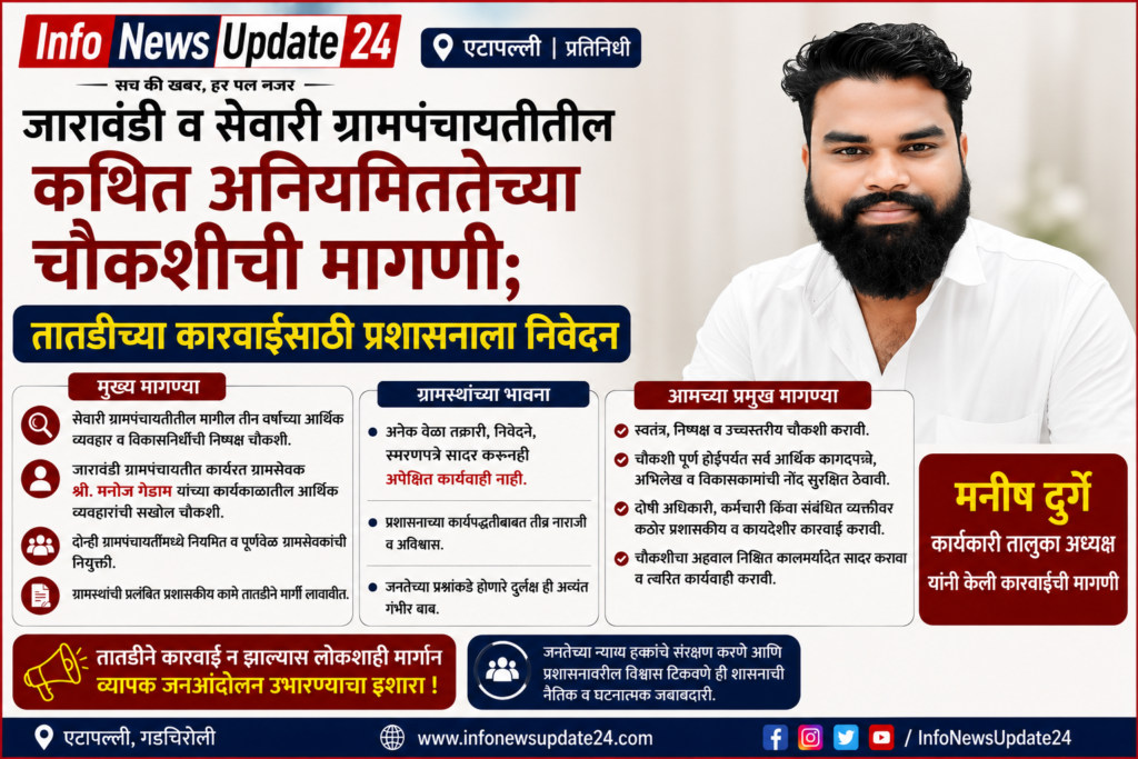 जारावंडी व सेवारी ग्रामपंचायतीतील कथित अनियमिततेच्या चौकशीची मागणी