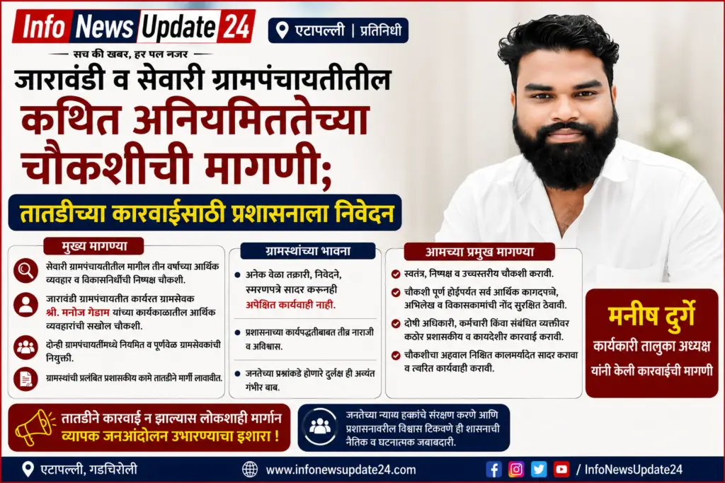 जारावंडी व सेवारी ग्रामपंचायतीतील कथित अनियमिततेच्या चौकशीची मागणी